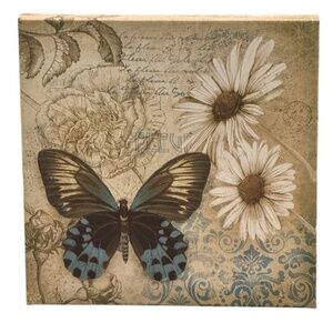 Canvas Wall Art 12x12 Butterfly Floral Design
